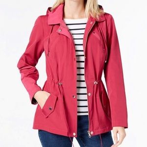 Charter club water resistant anorak hooded rain jacket pink raincoat